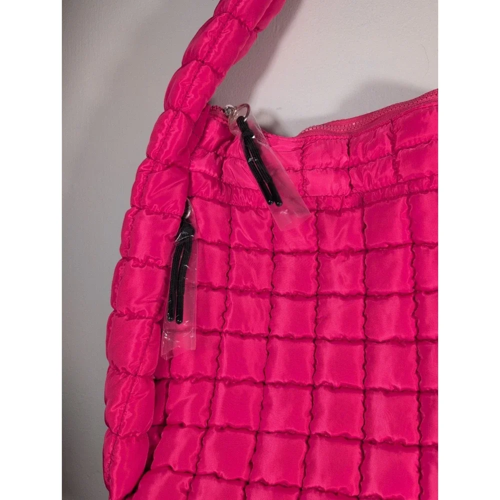 Free People Movement Quilted XL Carry-all Zip Closure Pink Shoulder Bag - NEW
